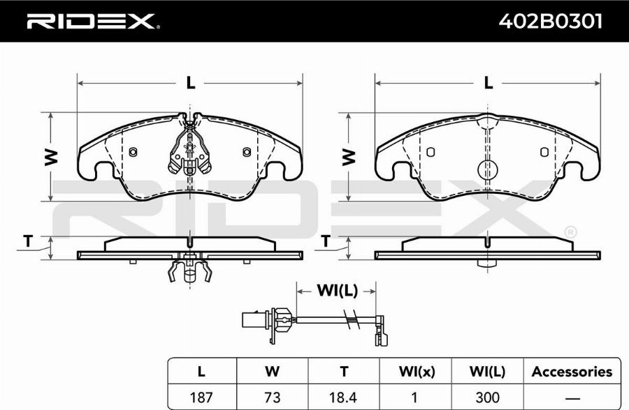 RIDEX 402B0301 - Set placute frana,frana disc aaoparts.ro