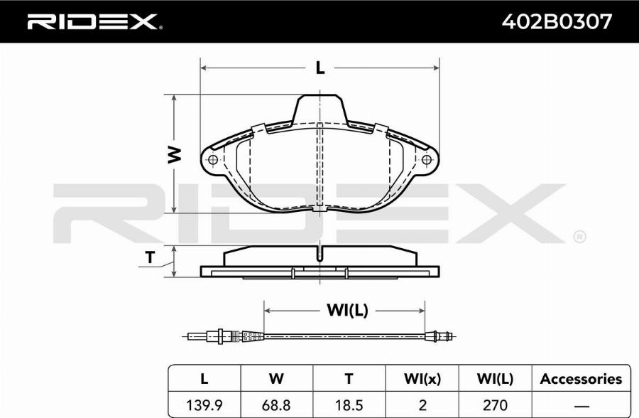 RIDEX 402B0307 - Set placute frana,frana disc aaoparts.ro
