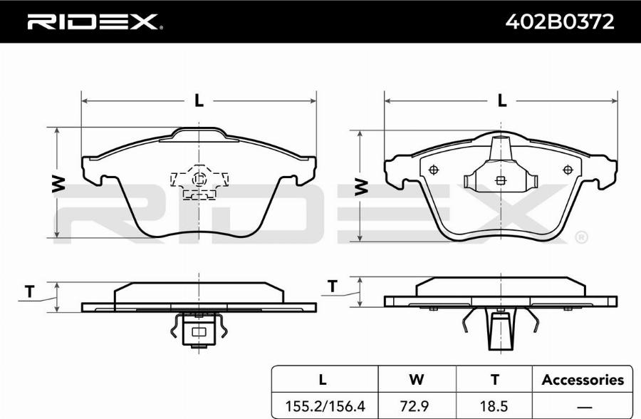 RIDEX 402B0372 - Set placute frana,frana disc aaoparts.ro