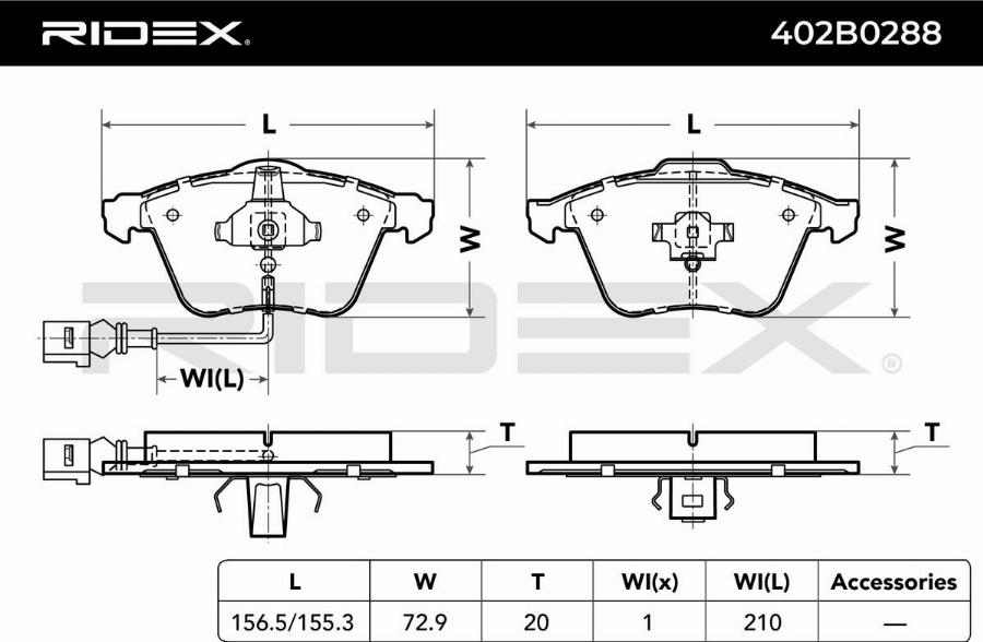RIDEX 402B0288 - Set placute frana,frana disc aaoparts.ro