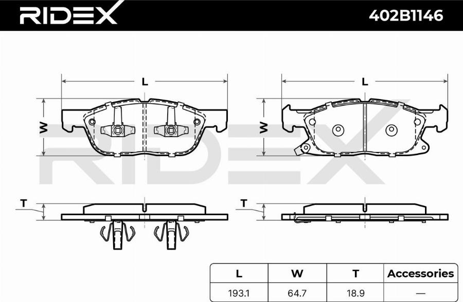RIDEX 402B1146 - Set placute frana,frana disc aaoparts.ro
