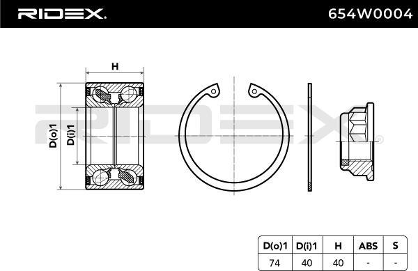 RIDEX 654W0004 - Set rulment roata aaoparts.ro