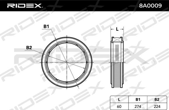 RIDEX 8A0009 - Filtru aer aaoparts.ro