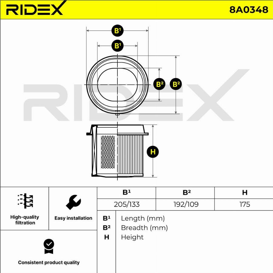 RIDEX 8A0348 - Filtru aer aaoparts.ro