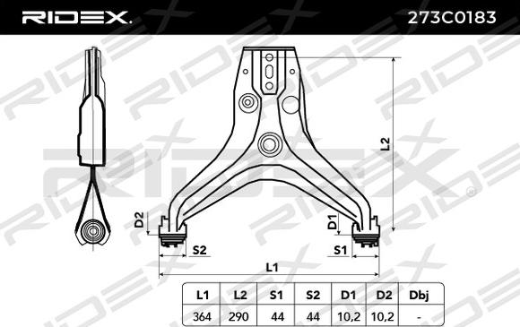 RIDEX 273C0183 - Brat, suspensie roata aaoparts.ro