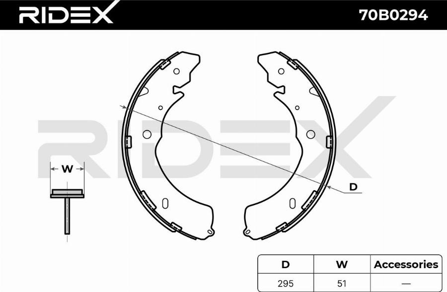 RIDEX 70B0294 - Set saboti frana aaoparts.ro