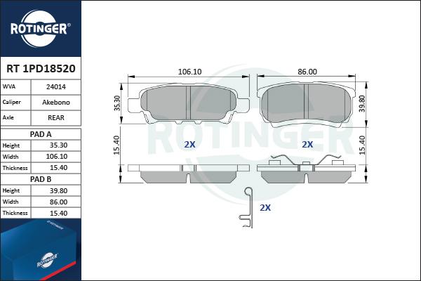 Rotinger RT 1PD18520 - Set placute frana,frana disc aaoparts.ro