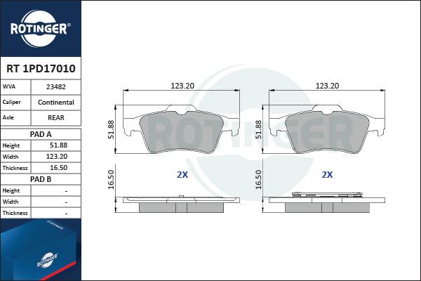 Rotinger RT 1PD17010 - Set placute frana,frana disc aaoparts.ro
