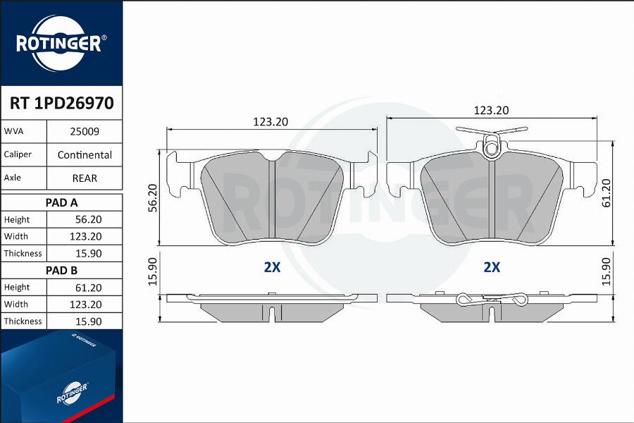Rotinger RT 1PD26970 - Set placute frana,frana disc aaoparts.ro