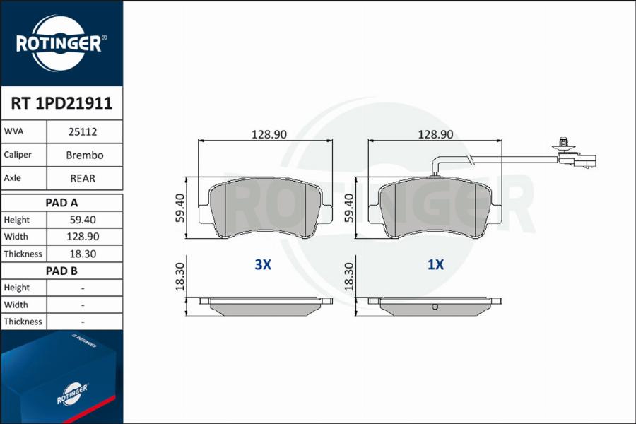 Rotinger RT 1PD21911 - Set placute frana,frana disc aaoparts.ro