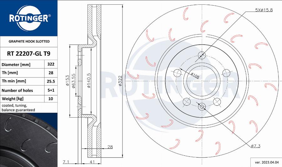Rotinger RT 22207-GL T9 - Disc frana aaoparts.ro