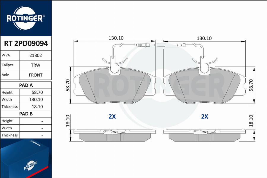 Rotinger RT 2PD09094 - Set placute frana,frana disc aaoparts.ro