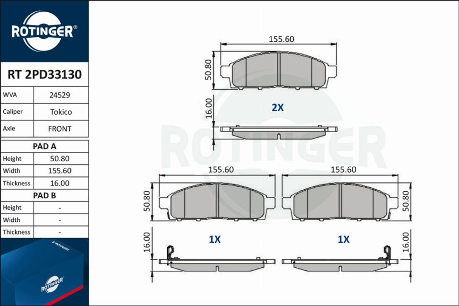 Rotinger RT 2PD33130 - Set placute frana,frana disc aaoparts.ro