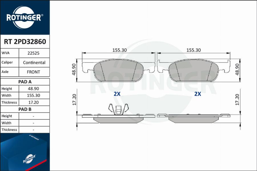 Rotinger RT 2PD32860 - Set placute frana,frana disc aaoparts.ro