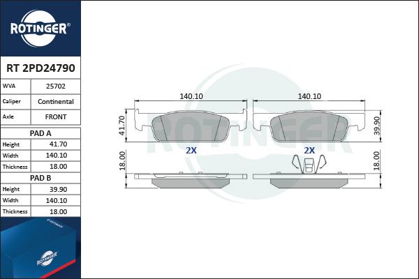 Rotinger RT 2PD24790 - Set placute frana,frana disc aaoparts.ro