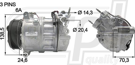 RPLQuality APCOJG5019 - Compresor, climatizare aaoparts.ro