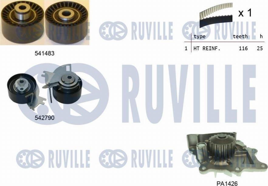 Ruville 5504271 - Set pompa apa + curea dintata aaoparts.ro