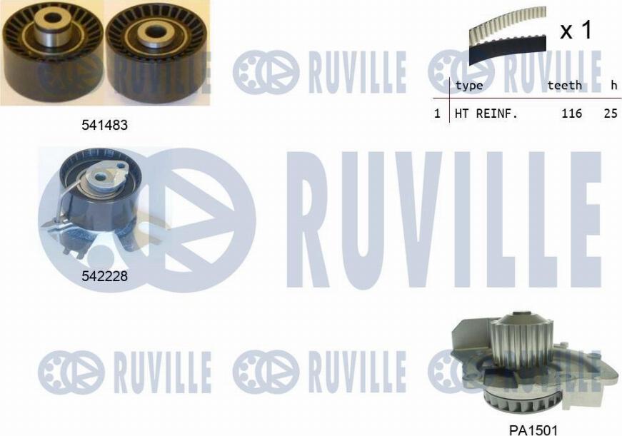 Ruville 5503671 - Set pompa apa + curea dintata aaoparts.ro