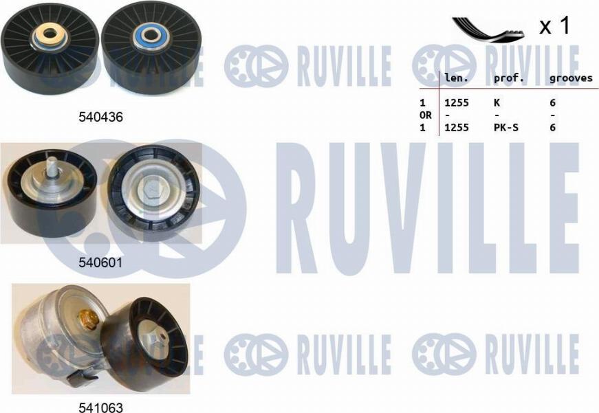 Ruville 570116 - Set curea transmisie cu caneluri aaoparts.ro