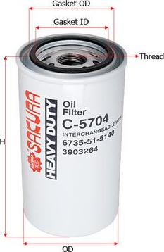 SAKURA Automotive C-5704 - Filtru ulei aaoparts.ro