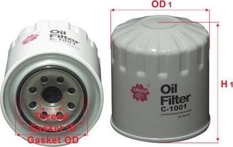 SAKURA Automotive C-1001 - Filtru ulei aaoparts.ro