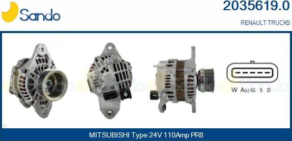 Sando 2035619.0 - Generator / Alternator aaoparts.ro