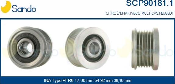 Sando SCP90181.1 - Fulie, alternator aaoparts.ro