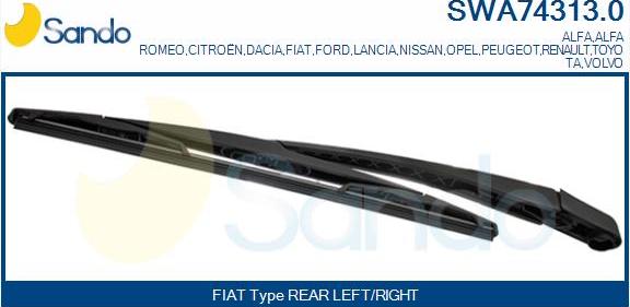 Sando SWA74313.0 - Brat stergator, parbriz aaoparts.ro