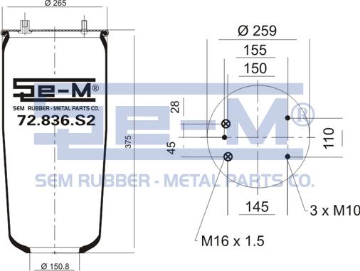 Sem Lastik 72.836.S2 - Burduf, suspensie pneumatica aaoparts.ro