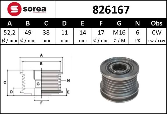 Sera 826167 - Fulie, alternator aaoparts.ro