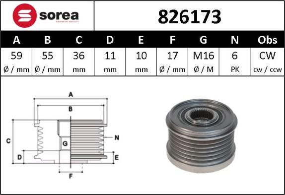 Sera 826173 - Fulie, alternator aaoparts.ro
