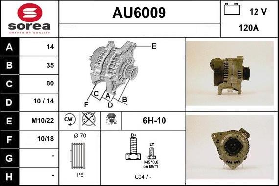 Sera AU6009 - Generator / Alternator aaoparts.ro
