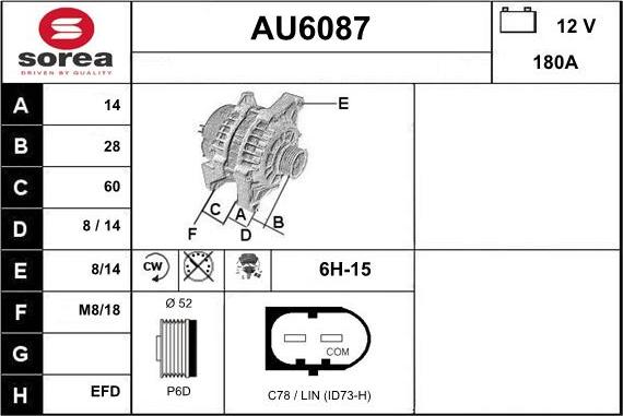 Sera AU6087 - Generator / Alternator aaoparts.ro