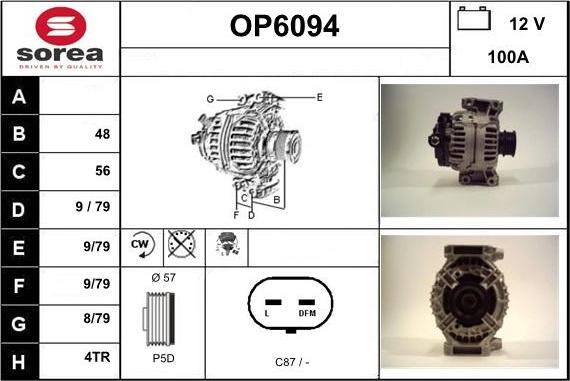 Sera OP6094 - Generator / Alternator aaoparts.ro