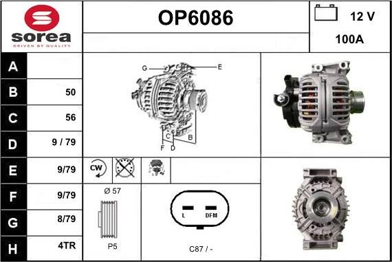 Sera OP6086 - Generator / Alternator aaoparts.ro