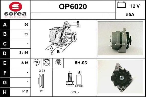 Sera OP6020 - Generator / Alternator aaoparts.ro