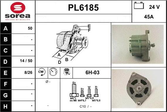 Sera PL6185 - Generator / Alternator aaoparts.ro