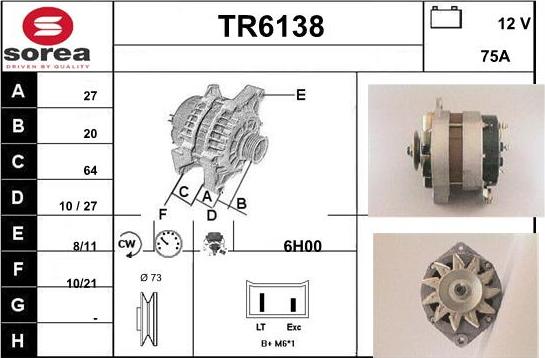 Sera TR6138 - Generator / Alternator aaoparts.ro