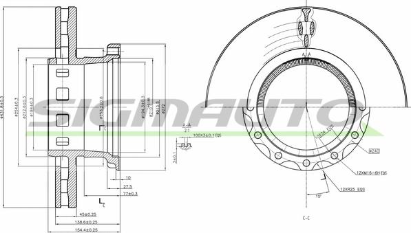 SIGMAUTO DB0318V - Disc frana aaoparts.ro