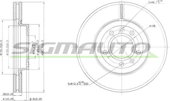 SIGMAUTO DBB132V - Disc frana aaoparts.ro