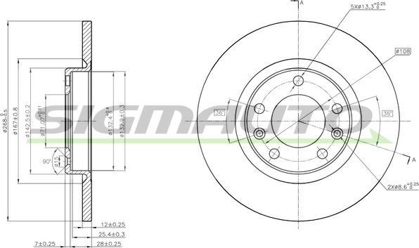 SIGMAUTO DBC569S - Disc frana aaoparts.ro