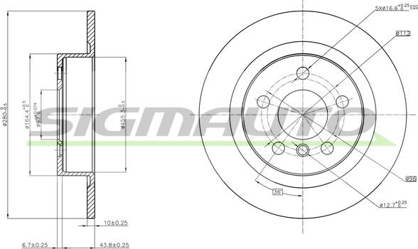 SIGMAUTO DBC612S - Disc frana aaoparts.ro