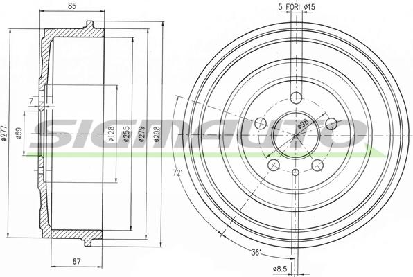 SIGMAUTO DR5262 - Tambur frana aaoparts.ro