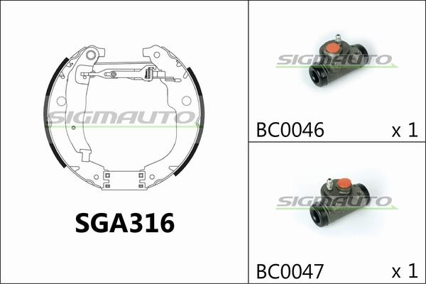 SIGMAUTO SGA316 - Set saboti frana aaoparts.ro
