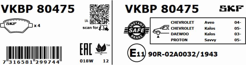 SKF VKBP 80475 - Set placute frana,frana disc aaoparts.ro