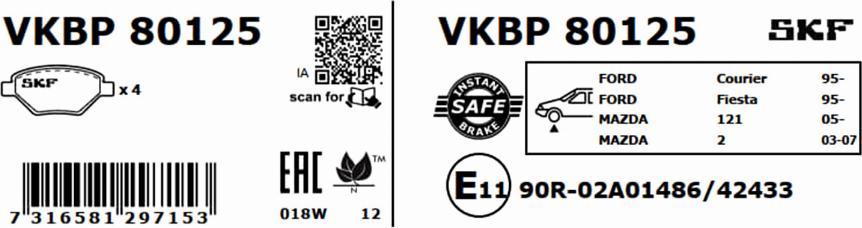 SKF VKBP 80125 - Set placute frana,frana disc aaoparts.ro