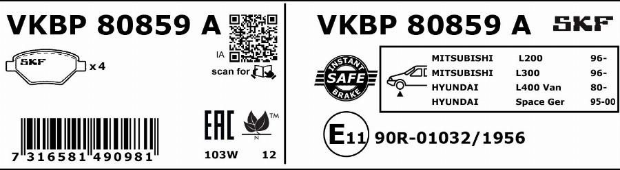 SKF VKBP 80859 A - Set placute frana,frana disc aaoparts.ro