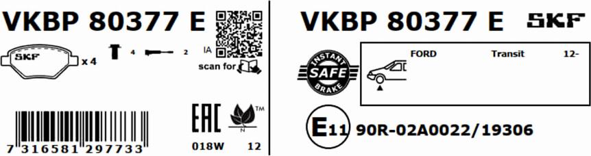 SKF VKBP 80377 E - Set placute frana,frana disc aaoparts.ro