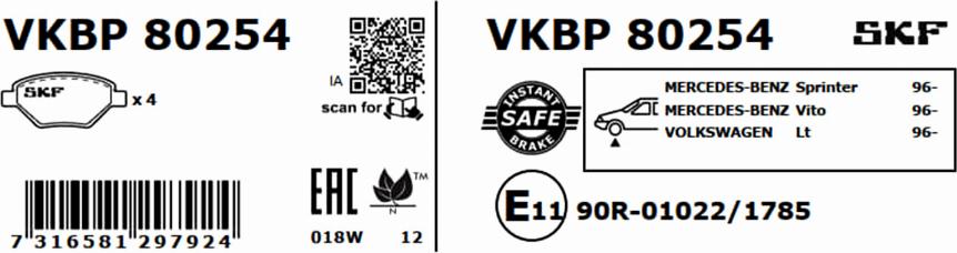 SKF VKBP 80254 - Set placute frana,frana disc aaoparts.ro