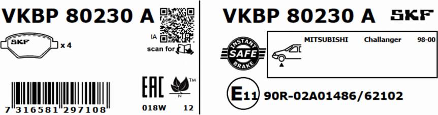 SKF VKBP 80230 A - Set placute frana,frana disc aaoparts.ro